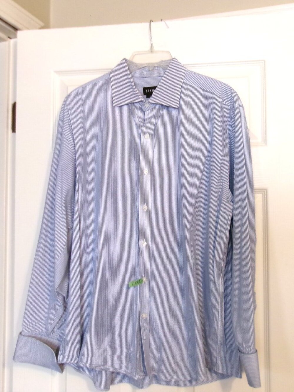 CHARVET OF PARIS Dress Shirt French Cuffs Size 17 1/2 (WITH FLAW SEE DESCRIPTION